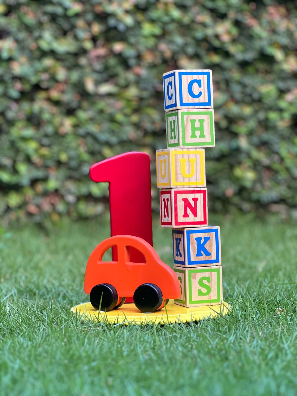 Wooden party centrepiece crafted by Lulu's Workshop